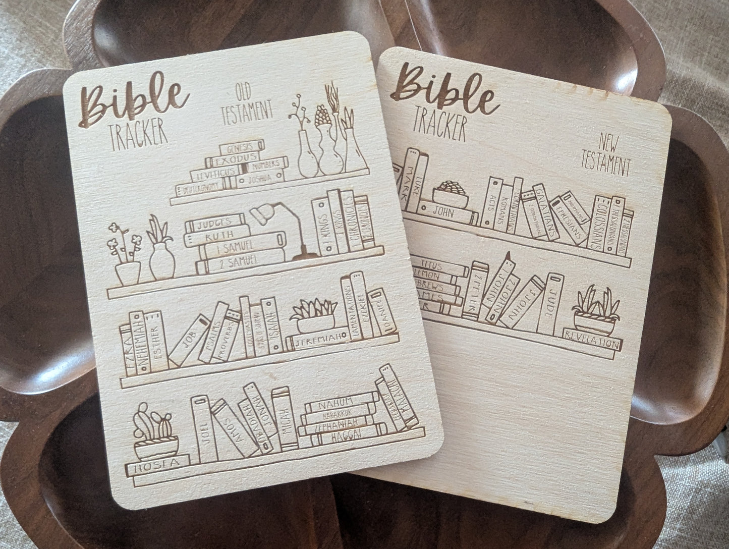 The Books of the Bible Bookshelf Tracker | Bible Reading Tracker Reading Log | Wood Bible Tracker | Complete with Old and New Testaments