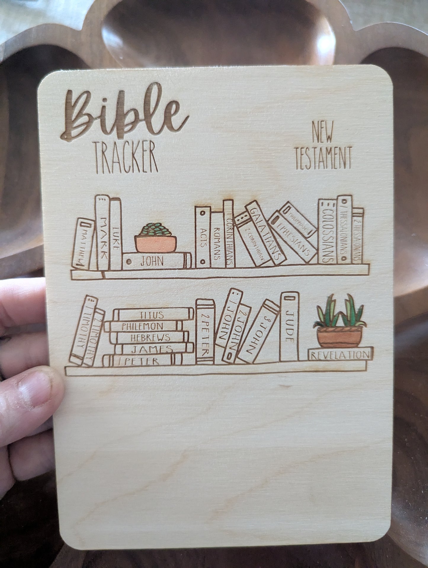 The Books of the Bible Bookshelf Tracker | Bible Reading Tracker Reading Log | Wood Bible Tracker | Complete with Old and New Testaments