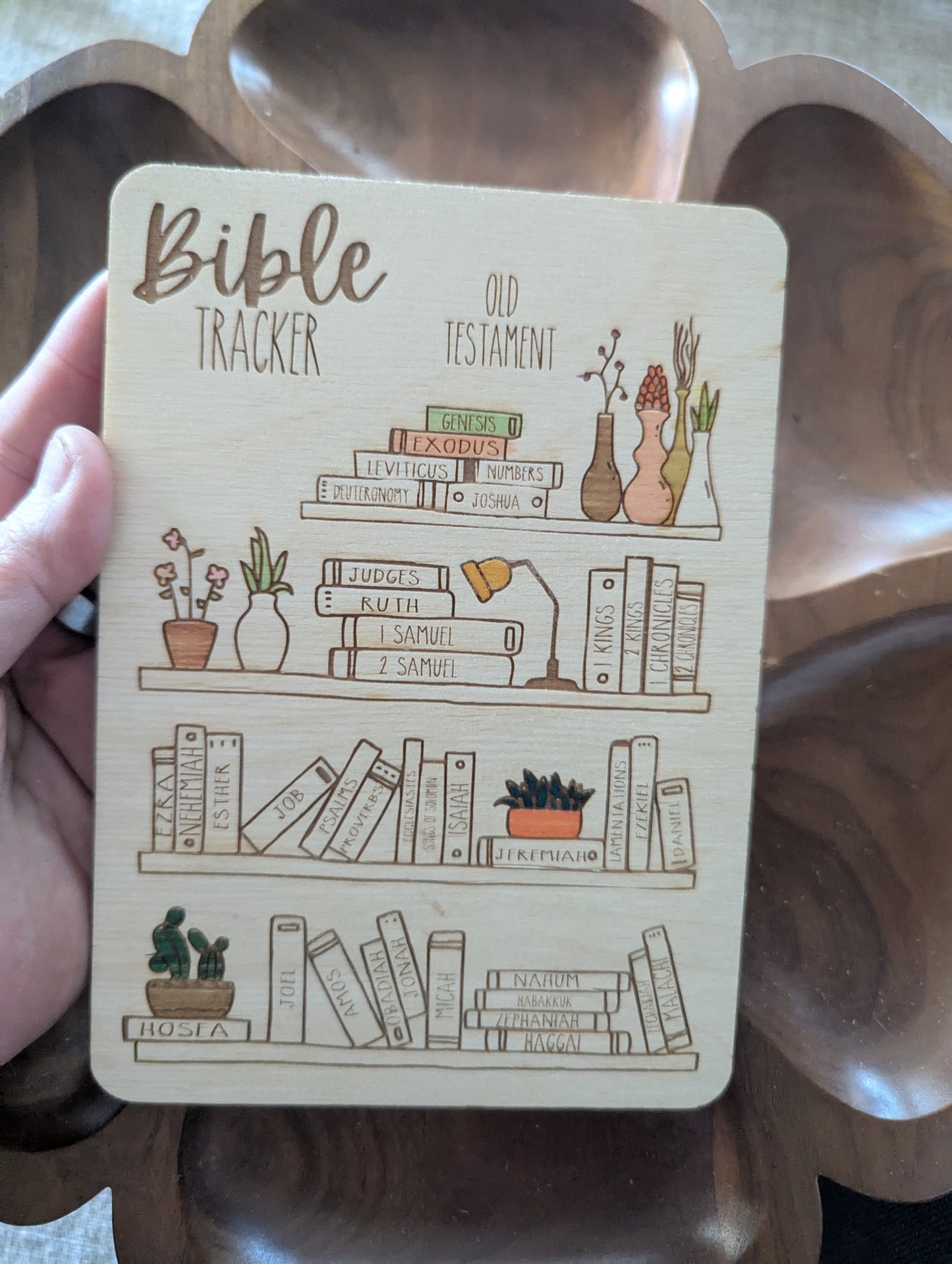 The Books of the Bible Bookshelf Tracker | Bible Reading Tracker Reading Log | Wood Bible Tracker | Complete with Old and New Testaments