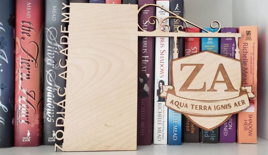 ZA Zodiac Academy Wood Shelf Silhouette | ZA Shelf Silhouette | Aqua Terra Ignis Aer | Bookshelf Sign | Bookish | Gift for Book Lover