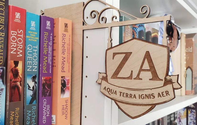 ZA Zodiac Academy Wood Shelf Silhouette | ZA Shelf Silhouette | Aqua Terra Ignis Aer | Bookshelf Sign | Bookish | Gift for Book Lover