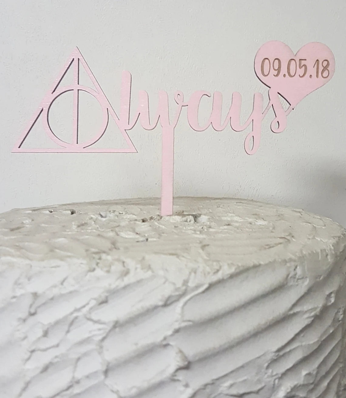 Custom Inspired Always with Heart and Date Love Wedding or Anniversary Laser Cut Natural Wood Cake Topper Decoration
