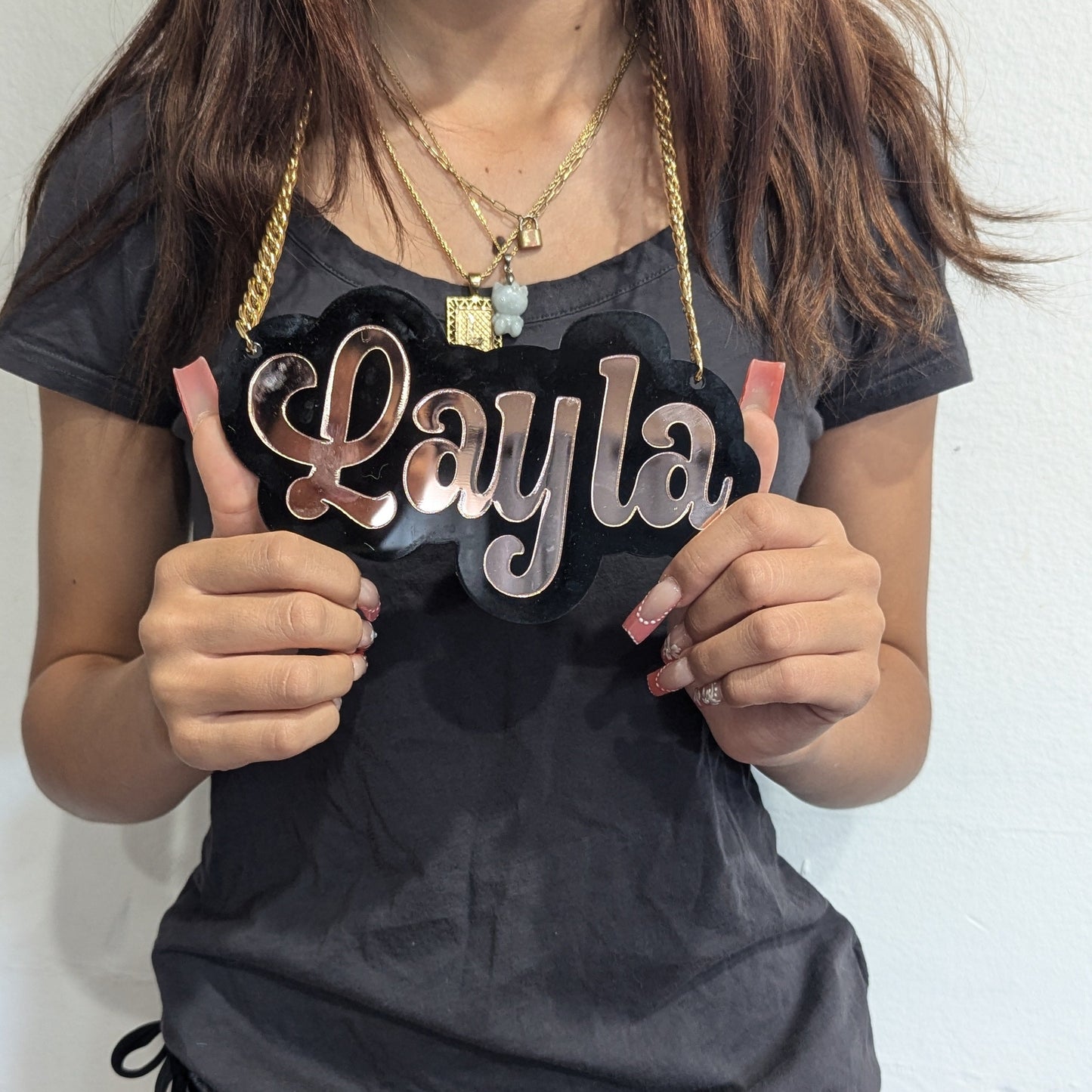 Small or Large Double Layered Acrylic Personalized Name Necklace | Custom Made Acrylic Jewelry | Gifts for Her | Custom Name Plate 90s Style