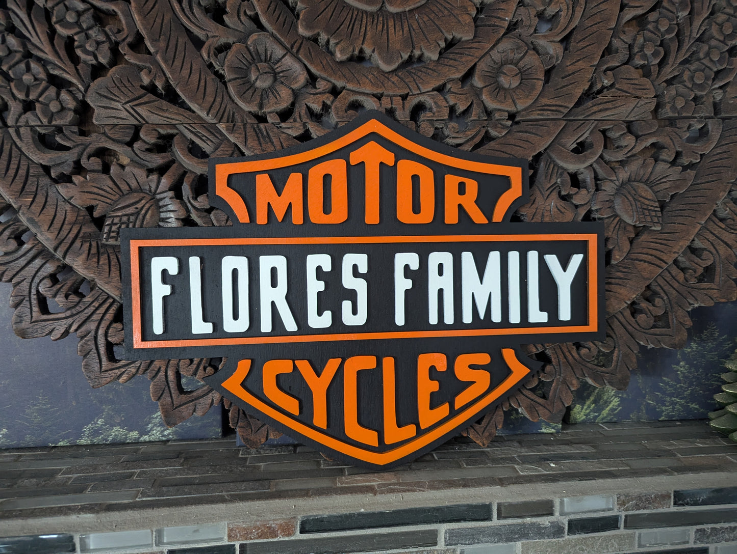 Personalized Family + Baby Wooden Motor Cycles Wood Sign | Man Cave Wall Deco | Biker Gift | Desk Art | Garage Sign | Custom Motorcycle Sign