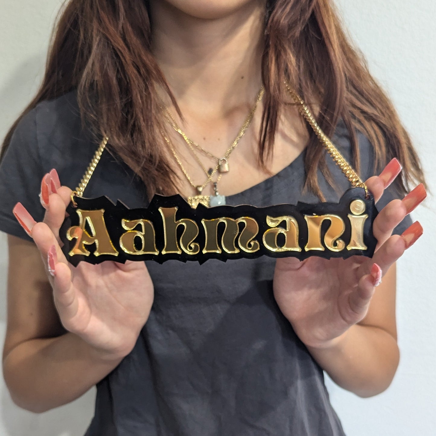 Small or Large Double Layered Acrylic Personalized Name Necklace | Custom Made Acrylic Jewelry | Gifts for Her | Custom Name Plate 90s Style