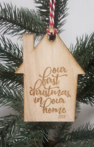 Personalized First Christmas in Our Home Ornament Last Name and Year