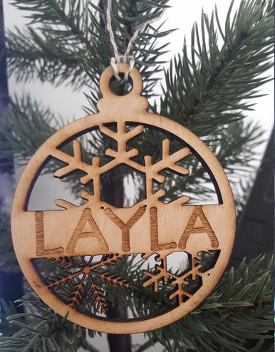 Personalized Christmas Round Ornament Snowflakes  Keepsake