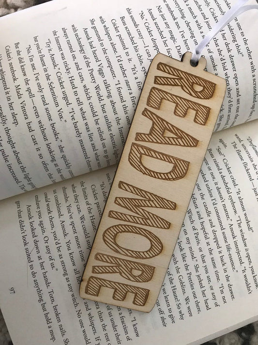 Laser Engraved Wood Bookmark - Read More - Book Mark