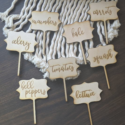 Custom Set Herb or Vegetable Wooden Garden Picks | Garden Stakes | Herb Garden | Garden Labels | Garden Markers